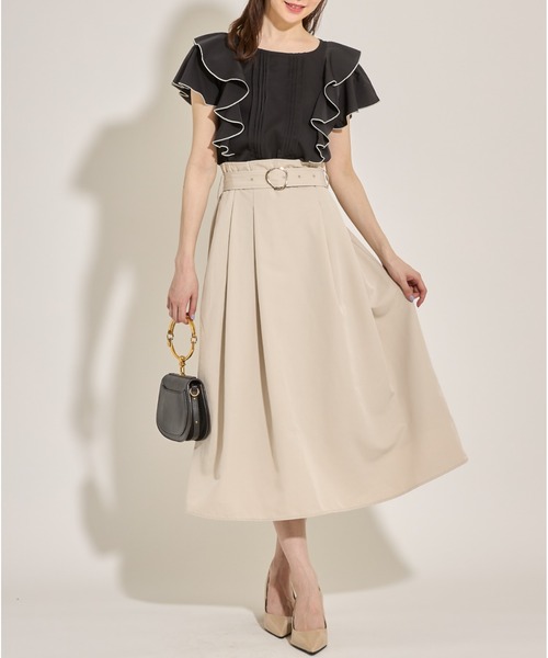 tocco closet（トッコ　クローゼット）の「ピンタック×ラッフルフリル配色ブラウス（シャツ/ブラウス・レディース・ブラック/オフホワイト/グレー系その他・M）」の10枚目の写真