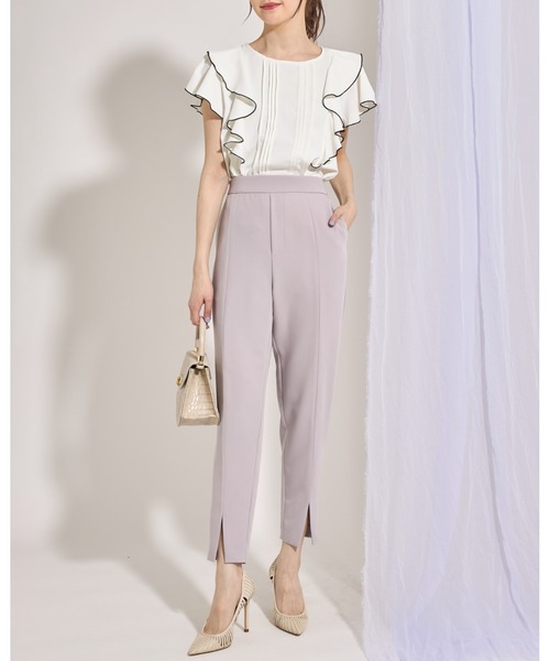 tocco closet（トッコ　クローゼット）の「ピンタック×ラッフルフリル配色ブラウス（シャツ/ブラウス・レディース・ブラック/オフホワイト/グレー系その他・M）」の13枚目の写真