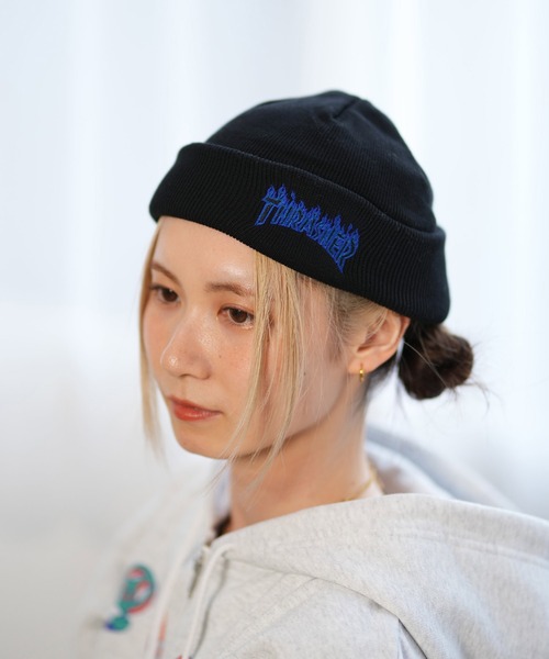 THRASHER（スラッシャー）の「THRASHER/スラッシャー ビーニー ダブル2WAY コットンビーニー 23TH-N03（ニットキャップ/ビーニー・メンズ・グリーン/ブラック×イエロー/ホワイト/ブラック×ブルー/オレンジ/ベージュ・FREE）」の3枚目の写真
