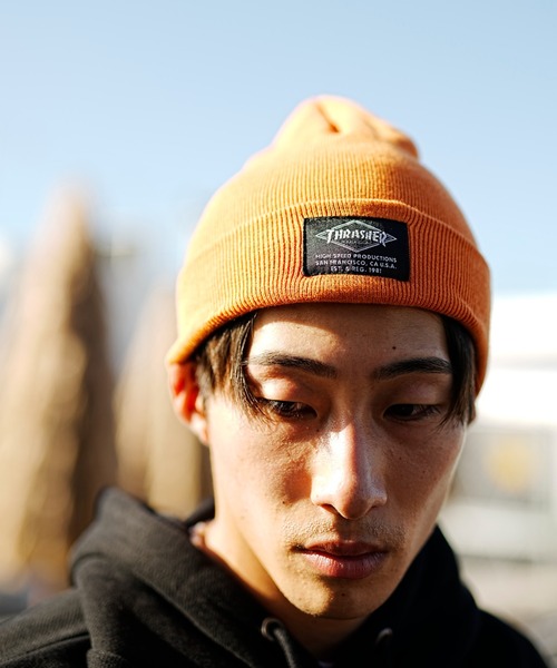 THRASHER（スラッシャー）の「THRASHER/スラッシャー ビーニー ダブル2WAY コットンビーニー 23TH-N03（ニットキャップ/ビーニー・メンズ・グリーン/ブラック×イエロー/ホワイト/ブラック×ブルー/オレンジ/ベージュ・FREE）」の15枚目の写真