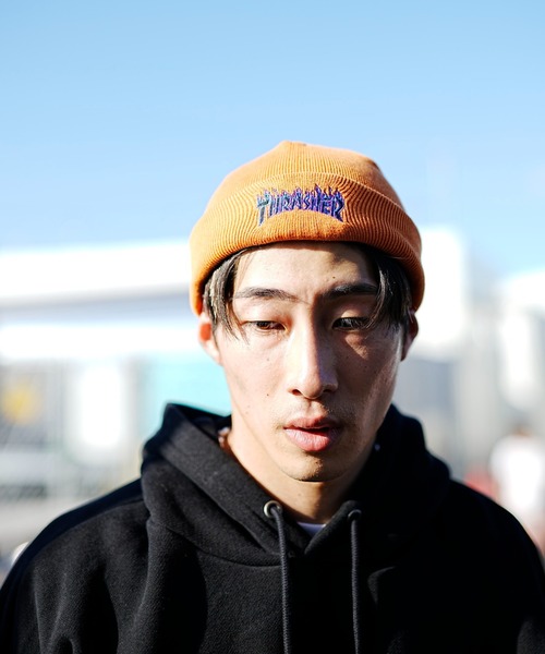 THRASHER（スラッシャー）の「THRASHER/スラッシャー ビーニー ダブル2WAY コットンビーニー 23TH-N03（ニットキャップ/ビーニー・メンズ・グリーン/ブラック×イエロー/ホワイト/ブラック×ブルー/オレンジ/ベージュ・FREE）」の9枚目の写真