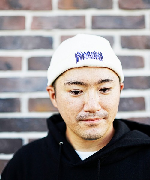THRASHER（スラッシャー）の「THRASHER/スラッシャー ビーニー ダブル2WAY コットンビーニー 23TH-N03（ニットキャップ/ビーニー・メンズ・グリーン/ブラック×イエロー/ホワイト/ブラック×ブルー/オレンジ/ベージュ・FREE）」の21枚目の写真