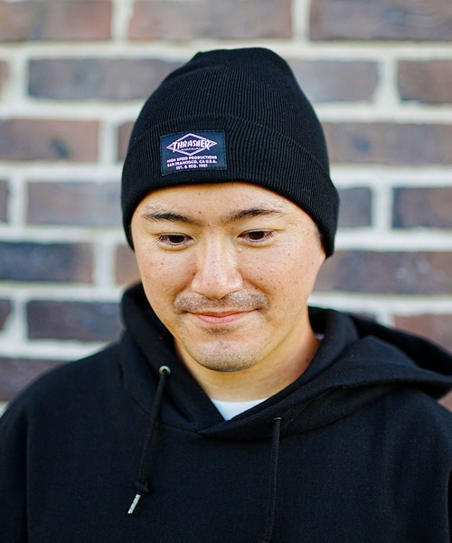 THRASHER（スラッシャー）の「THRASHER/スラッシャー ビーニー ダブル2WAY コットンビーニー 23TH-N03（ニットキャップ/ビーニー・メンズ・グリーン/ブラック×イエロー/ホワイト/ブラック×ブルー/オレンジ/ベージュ・FREE）」の22枚目の写真