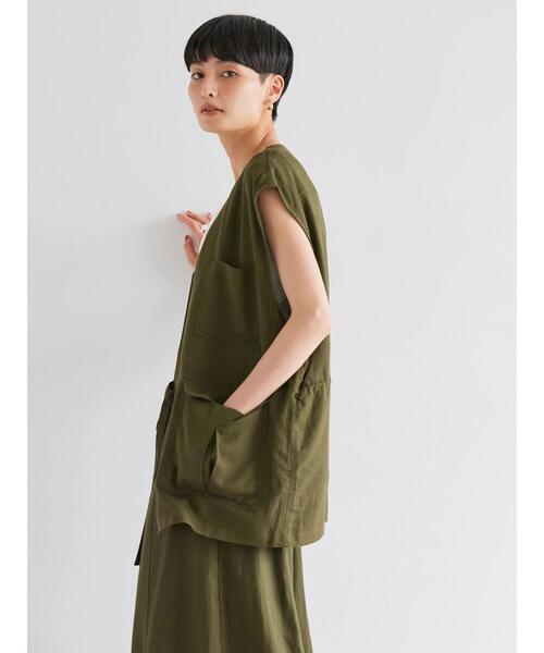 AMERICAN HOLIC（アメリカンホリック）の「リネンブレンドワークベスト（ベスト・レディース・ブラック/カーキ/レッド系その他5・FREE）」の14枚目の写真