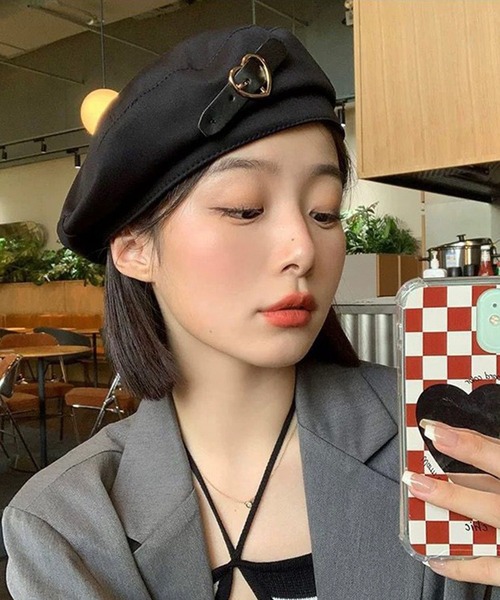 shopnikoniko(ショップニコニコ)の「ハートベルト ハンチング ベレー帽(ハンチング/ベレー帽・レディース・ブラック・フリー)」の14枚目の写真