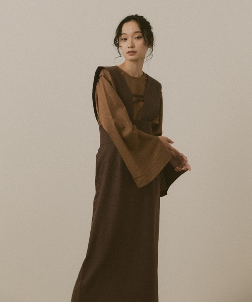 moi tytto（モイテュット）の「ラインデザインジャンパースカート（ジャンパースカート・レディース・ベージュ/ブラウン/ブラック/ナチュラル・FREE）」の15枚目の写真