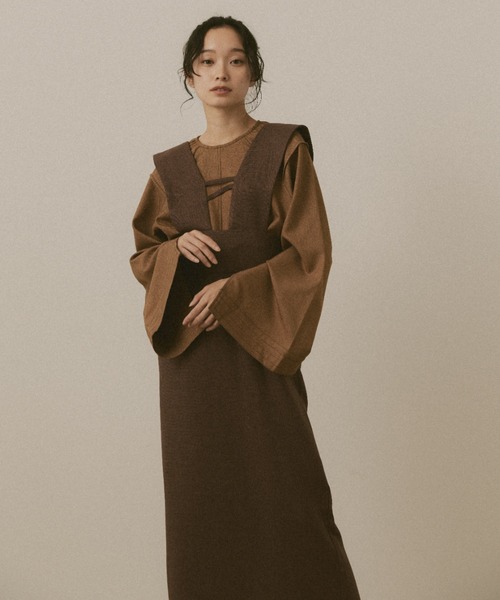 moi tytto（モイテュット）の「ラインデザインジャンパースカート（ジャンパースカート・レディース・ベージュ/ブラウン/ブラック/ナチュラル・FREE）」の16枚目の写真