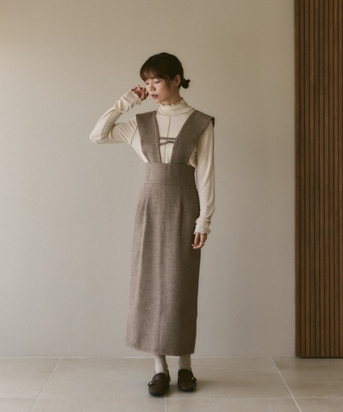 moi tytto（モイテュット）の「ラインデザインジャンパースカート（ジャンパースカート・レディース・ベージュ/ブラウン/ブラック/ナチュラル・FREE）」の21枚目の写真