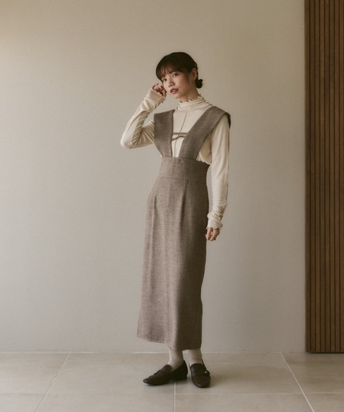 moi tytto（モイテュット）の「ラインデザインジャンパースカート（ジャンパースカート・レディース・ベージュ/ブラウン/ブラック/ナチュラル・FREE）」の22枚目の写真