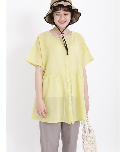 Samansa Mos2（サマンサ モスモス）の「◎前後着ギャザーチュニック（シャツ/ブラウス・レディース・オフホワイト/ブラック/ピンク/イエロー/ベージュ・F）」の6枚目の写真