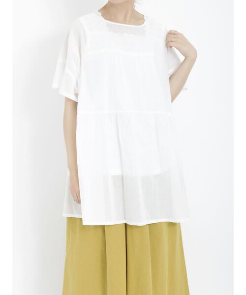 Samansa Mos2（サマンサ モスモス）の「◎前後着ギャザーチュニック（シャツ/ブラウス・レディース・オフホワイト/ブラック/ピンク/イエロー/ベージュ・F）」の14枚目の写真