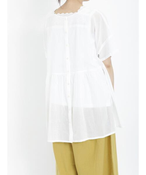 Samansa Mos2（サマンサ モスモス）の「◎前後着ギャザーチュニック（シャツ/ブラウス・レディース・オフホワイト/ブラック/ピンク/イエロー/ベージュ・F）」の15枚目の写真