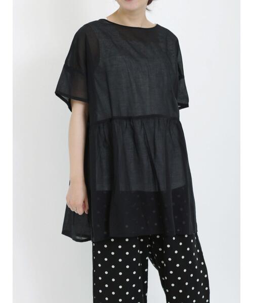 Samansa Mos2（サマンサ モスモス）の「◎前後着ギャザーチュニック（シャツ/ブラウス・レディース・オフホワイト/ブラック/ピンク/イエロー/ベージュ・F）」の19枚目の写真