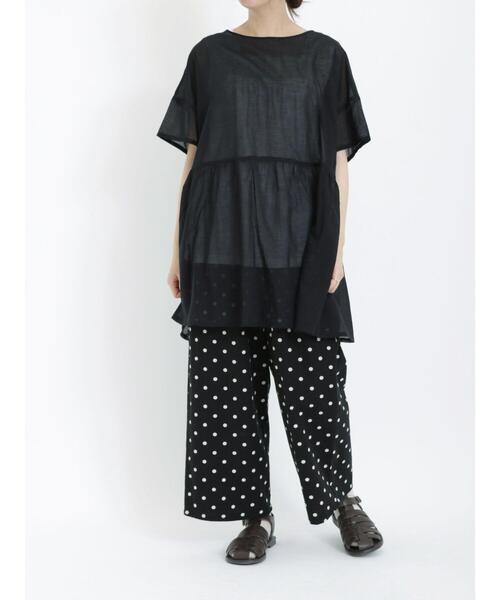 Samansa Mos2（サマンサ モスモス）の「◎前後着ギャザーチュニック（シャツ/ブラウス・レディース・オフホワイト/ブラック/ピンク/イエロー/ベージュ・F）」の20枚目の写真