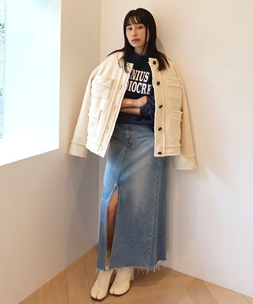 CREDONA（クレドナ）の「センタースリットデニムロングSK（デニムスカート・レディース・インディゴブルー/ブルー・X-SMALL/SMALL/MEDIUM）」の6枚目の写真