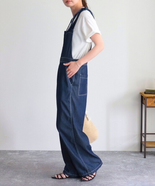 fredy emue（フレディエミュ）の「ショルダーリボンサロペット（サロペット/オーバーオール・レディース・ブルー/アイボリー・38）」の11枚目の写真