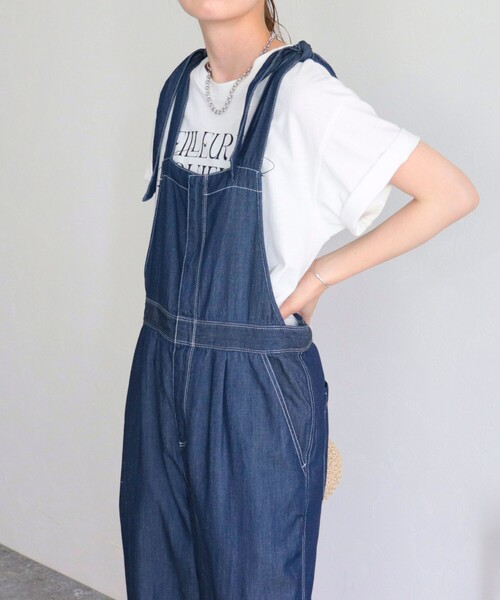 fredy emue（フレディエミュ）の「ショルダーリボンサロペット（サロペット/オーバーオール・レディース・ブルー/アイボリー・38）」の8枚目の写真