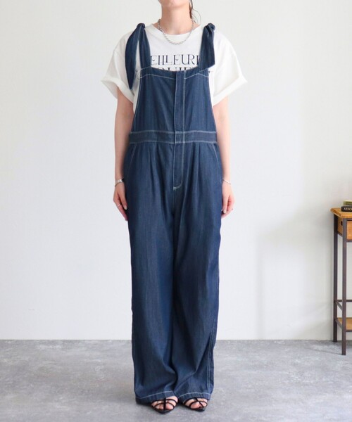 fredy emue（フレディエミュ）の「ショルダーリボンサロペット（サロペット/オーバーオール・レディース・ブルー/アイボリー・38）」の16枚目の写真