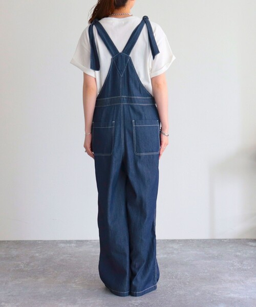 fredy emue（フレディエミュ）の「ショルダーリボンサロペット（サロペット/オーバーオール・レディース・ブルー/アイボリー・38）」の12枚目の写真