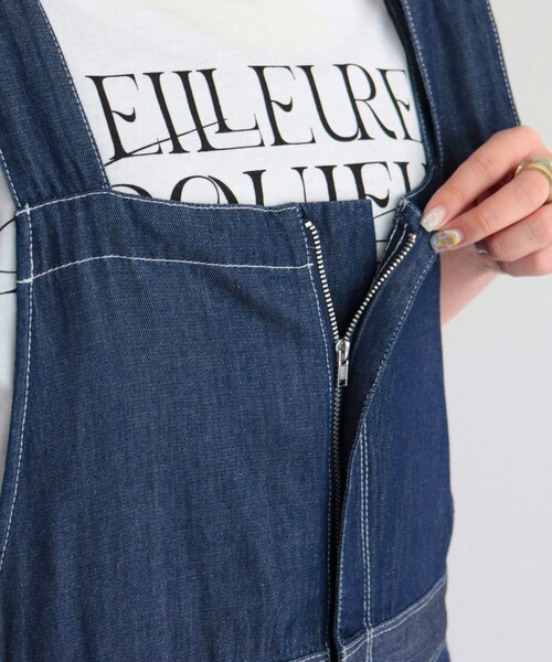 fredy emue（フレディエミュ）の「ショルダーリボンサロペット（サロペット/オーバーオール・レディース・ブルー/アイボリー・38）」の9枚目の写真