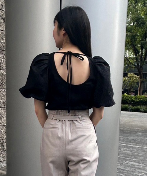 ANDRESD ドレス bubble sleeve jacquard dress / バブルスリーブ