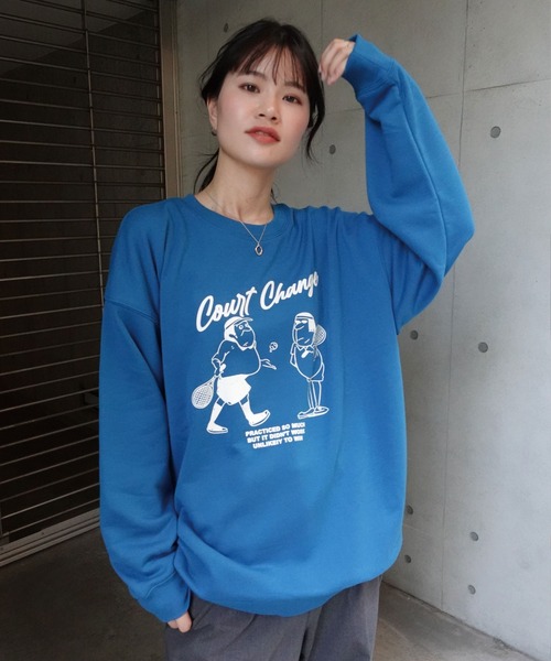CORNERS（コーナーズ）の「Court Change プリントトレーナー（スウェット・レディース・オートミール/ブラック/ターコイズブルー/グリーン/レッド・FREE）」の4枚目の写真