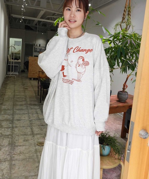 CORNERS（コーナーズ）の「Court Change プリントトレーナー（スウェット・レディース・オートミール/ブラック/ターコイズブルー/グリーン/レッド・FREE）」の7枚目の写真