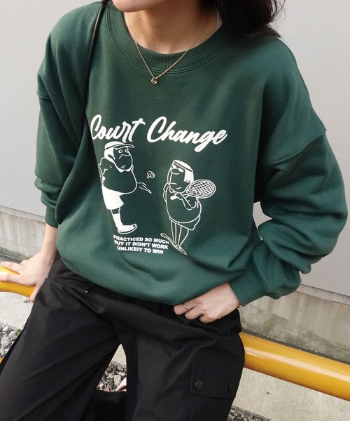 CORNERS（コーナーズ）の「Court Change プリントトレーナー（スウェット・レディース・オートミール/ブラック/ターコイズブルー/グリーン/レッド・FREE）」の18枚目の写真