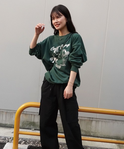 CORNERS（コーナーズ）の「Court Change プリントトレーナー（スウェット・レディース・オートミール/ブラック/ターコイズブルー/グリーン/レッド・FREE）」の17枚目の写真