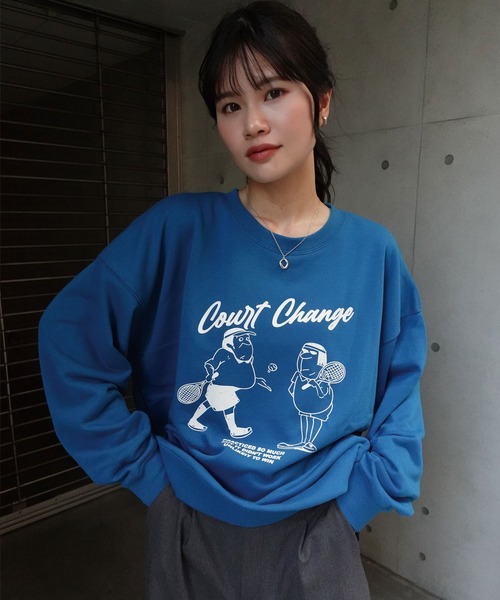 CORNERS（コーナーズ）の「Court Change プリントトレーナー（スウェット・レディース・オートミール/ブラック/ターコイズブルー/グリーン/レッド・FREE）」の16枚目の写真