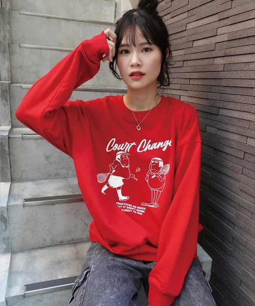 CORNERS（コーナーズ）の「Court Change プリントトレーナー（スウェット・レディース・オートミール/ブラック/ターコイズブルー/グリーン/レッド・FREE）」の13枚目の写真