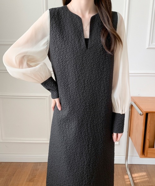 ABITOKYO（アビトーキョー）の「ふくれジャガード異素材シアー