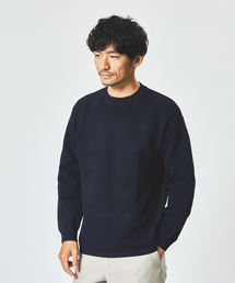 【ウォッシャブル】リップルボーダー クルーネック ニット / スウェット
