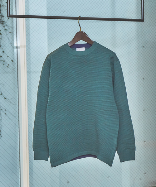 ABAHOUSE GRAY(アバハウスグレイ)の「【ウォッシャブル】リップルボーダー クルーネック ニット / スウェット(ニット/セーター・メンズ・グレイッシュベージュ/ブラック/ホワイト/グリーン/オレンジ/ネイビー・46/48)」の5枚目の写真