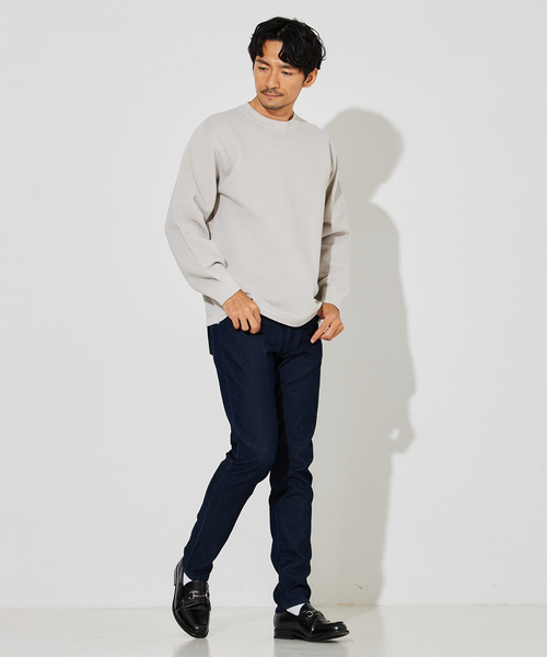 ABAHOUSE GRAY(アバハウスグレイ)の「【ウォッシャブル】リップルボーダー クルーネック ニット / スウェット(ニット/セーター・メンズ・グレイッシュベージュ/ブラック/ホワイト/グリーン/オレンジ/ネイビー・46/48)」の22枚目の写真