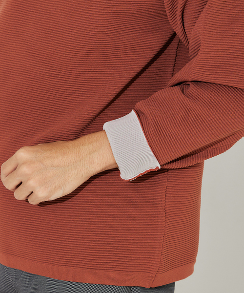 ABAHOUSE GRAY(アバハウスグレイ)の「【ウォッシャブル】リップルボーダー クルーネック ニット / スウェット(ニット/セーター・メンズ・グレイッシュベージュ/ブラック/ホワイト/グリーン/オレンジ/ネイビー・46/48)」の13枚目の写真