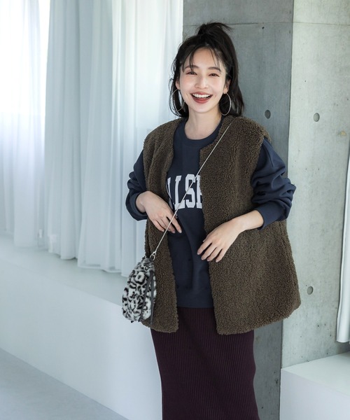 coca(coca)(コカ)の「プードルボアベスト(ベスト・レディース・ブラウン/アイボリー・ONE SIZE)」の10枚目の写真