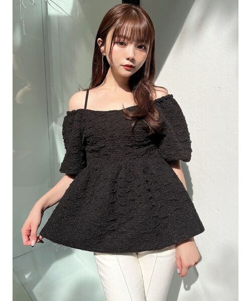 RESEXXY（リゼクシー）の「ふくれチュールボリュームチュニック（Tシャツ/カットソー・レディース・ブラック/アイボリー・FREE）」の7枚目の写真