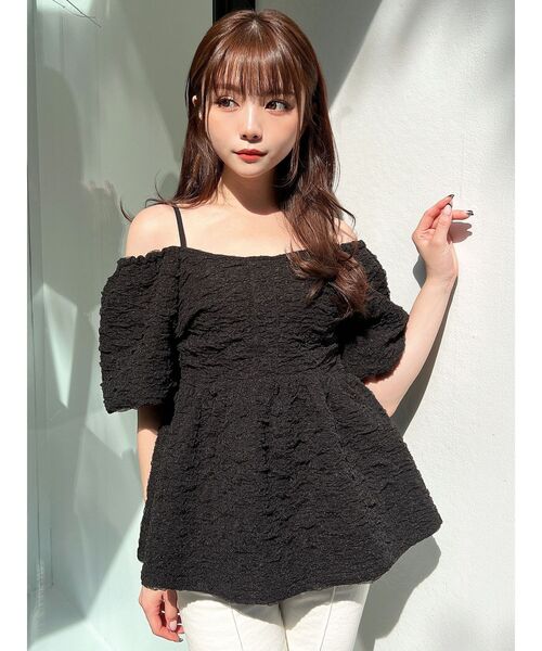 RESEXXY（リゼクシー）の「ふくれチュールボリュームチュニック（Tシャツ/カットソー・レディース・ブラック/アイボリー・FREE）」の8枚目の写真