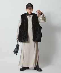 Firsthand | Firsthand/ファーストハンド オーガニックコットン天竺配色メローワンピース(ワンピース)