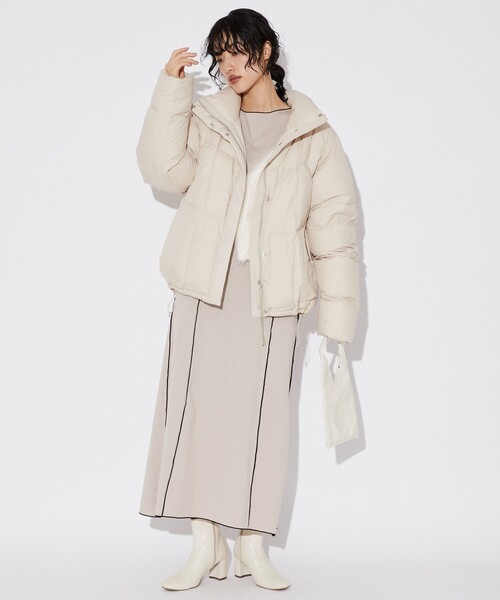 Firsthand(ファーストハンド)の「Firsthand/ファーストハンド オーガニックコットン天竺配色メローワンピース/オーガニックコットン天竺配色メローワンピース(ワンピース・レディース・ベージュ/ブラック・FREE)」の6枚目の写真