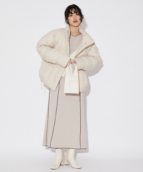 Firsthand(ファーストハンド)の「Firsthand/ファーストハンド オーガニックコットン天竺配色メローワンピース/オーガニックコットン天竺配色メローワンピース(ワンピース・レディース・ベージュ/ブラック・FREE)」の3枚目の写真