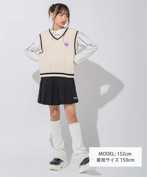 ZIDDY（ジディ）の「【 ニコ☆プチ 掲載 】クマ刺繍ベスト＆ロゴTシャツセット(130~160cm)（ベスト・キッズ・ブラック/ベージュ・150cm/160cm/130cm/140cm）」の4枚目の写真