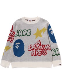 A BATHING APE（アベイシングエイプ）の「BAPE GRAFFITI PATTERN KNIT K（ニット/セーター・キッズ）」