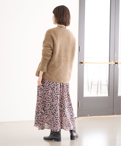 IENA（イエナ）の「《追加》フラワープリント ボザムドレス（ワンピース・レディース・チャコールグレー・36/38）」の4枚目の写真