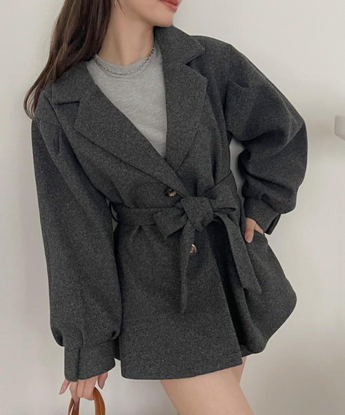 Ada.（エイダ）の「リボンベルト 付き ボリュームスリーブ ショート