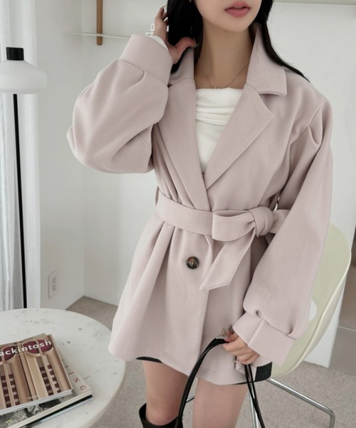 Ada.（エイダ）の「リボンベルト 付き ボリュームスリーブ ショート