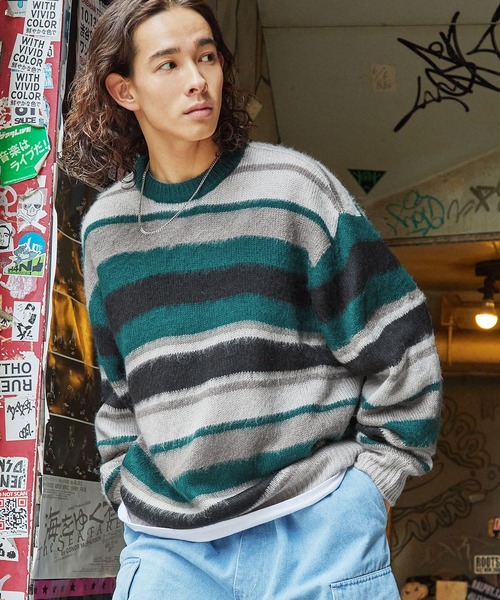 Buyer's Select/シャギーマルチボーダーニット（ニット/セーター