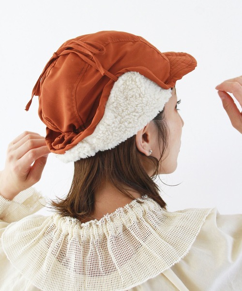 Crisp（クリスプ）の「ボアフライトキャップ（キャップ・レディース・アイボリー/ブラウン/ブラック・FREE）」の4枚目の写真