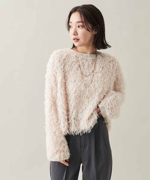 Shelly island（シェリーアイランド）の「フリンジレースプルオーバー（シャツ/ブラウス・レディース・ホワイト/ピンク/ライトグレー・M）」の5枚目の写真